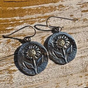 Sunflower Silver and Gold Earrings